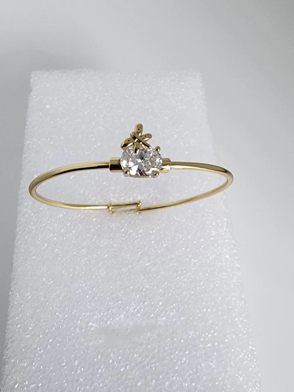 Gold Plated Butterfly CZ Bangle Bracelet Girls Kids 40mm Gift Jewelry